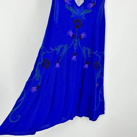 Free People Adelaide Embroidered Shift Mini Dress Ocean Blue Size XS - Picture 4 of 12